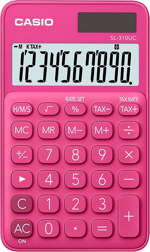 Casio SL-310UC zakrekenmachine - zonne-energie 10 digits - Rood