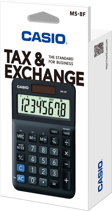 Casio MS-8F bureaurekenmachine - compact formaat - met BTW-berekening