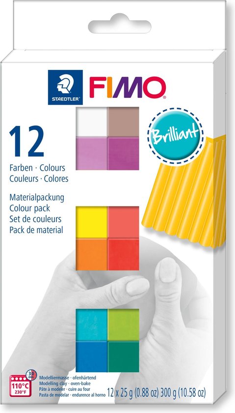 FIMO soft modelling clay - colour pack 12 brilliant colours - oven-hardening