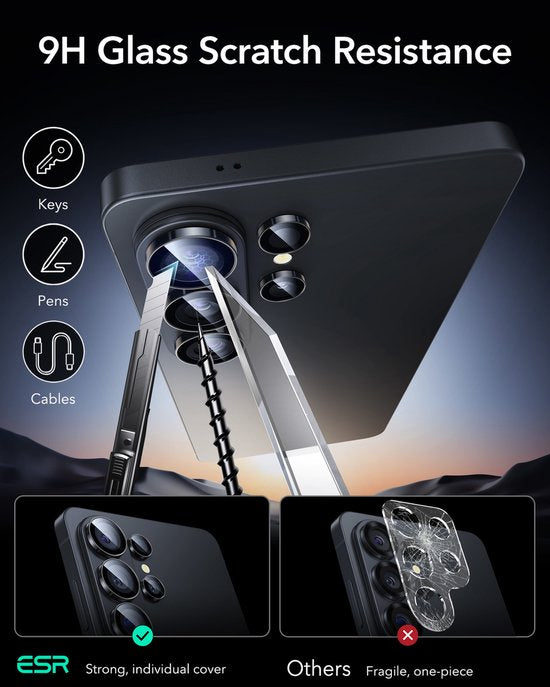 ESR Armorite camera lens protector - geschikt voor Samsung Galaxy S26 Ultra - 9H tempered glass - hoesjevriendelijk - Zwart