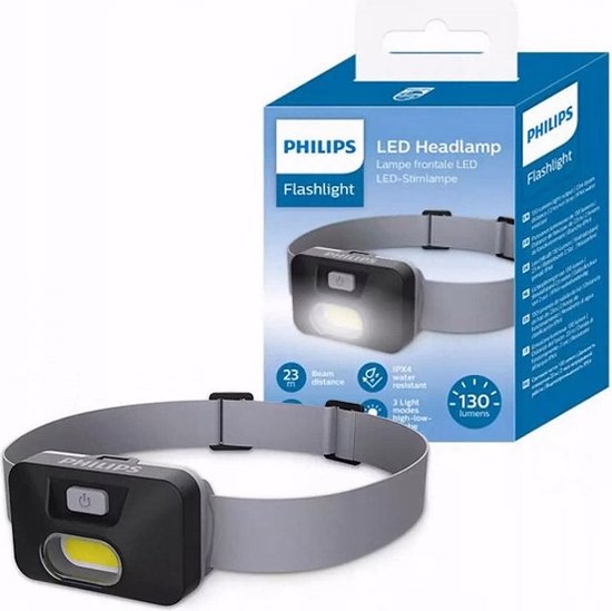 Philips hoofdlamp - LED 130 lumen IPX4 - inclusief 3× AAA batterij - Grijs