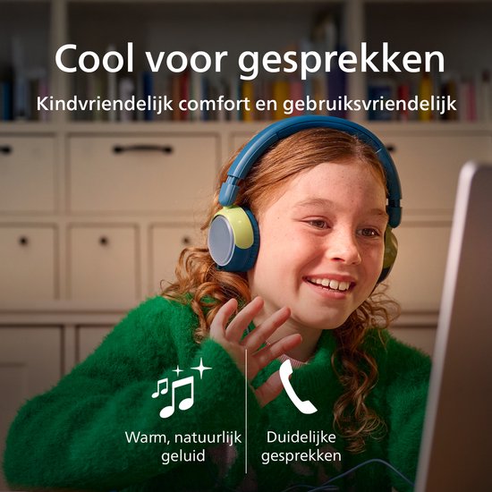 Philips TAK2000CT koptelefoon - bedraad opvouwbaar voor kinderen - volume beperkt - 3,5 mm en USB-C kabel - Kristal groen