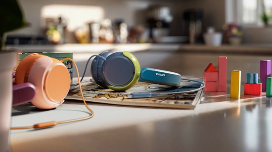 Philips TAK2000CT koptelefoon - bedraad opvouwbaar voor kinderen - volume beperkt - 3,5 mm en USB-C kabel - Kristal groen