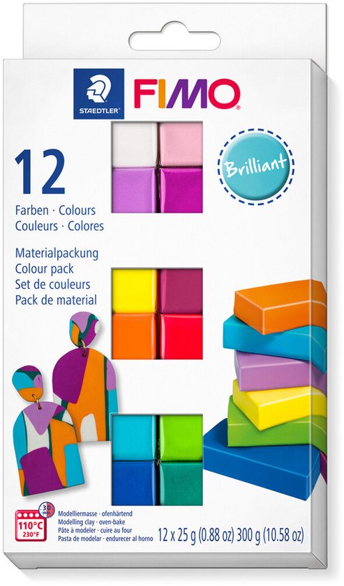 FIMO soft modelling clay - colour pack 12 brilliant colours - oven-hardening