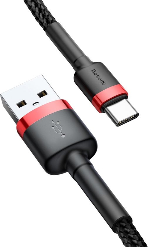 Baseus Gewoven USB-C Fast Charge Kabel 1 Meter Zwart Rood
