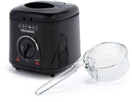 Progress EK2969PBLKVDE mini friteuse - compact 1 liter - verwijderbare antiaanbakmand - instelbare temperatuurregeling - 950 watt