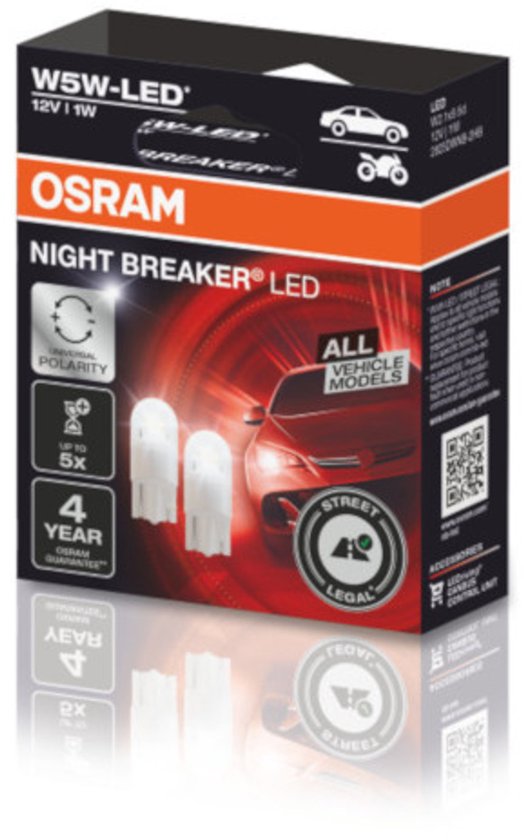 Osram Night Breaker LED - W5W-T10 12V 6000K - 2825DWNB-2HB - 2 pieces