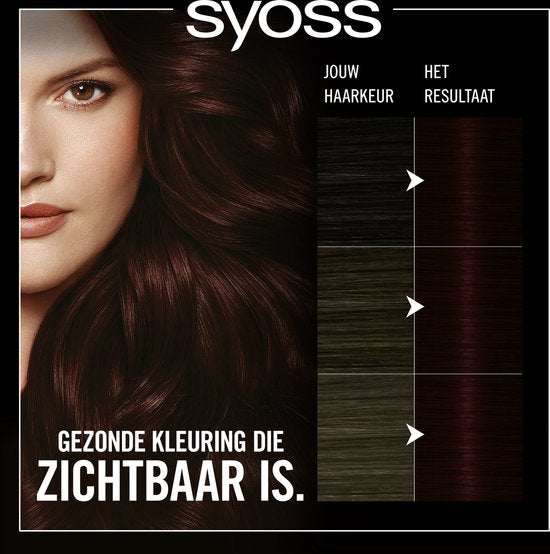 Syoss Oleo Intense haarverf 3-22 - warm donker bordeaux - permanent ammoniakvrij - 100% grijsdekking - 1 stuk