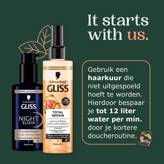 Gliss Night Elixir haarserum - overnight repair - beschadigd haar - 100 ml