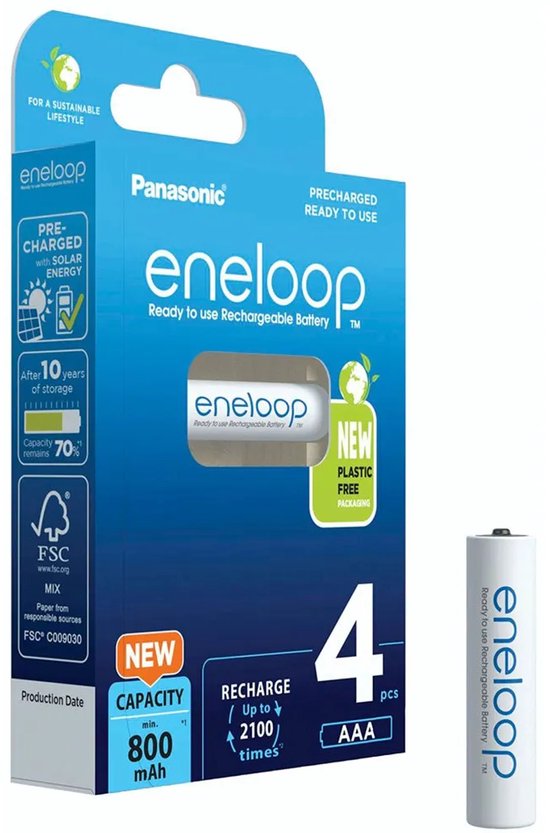Panasonic Eneloop batterijen - AAA 800 mAh - 4 stuks