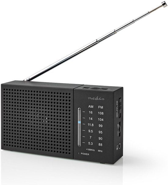 Nedis noodradio - draagbare zakradio op batterijen - AM/FM - Zwart