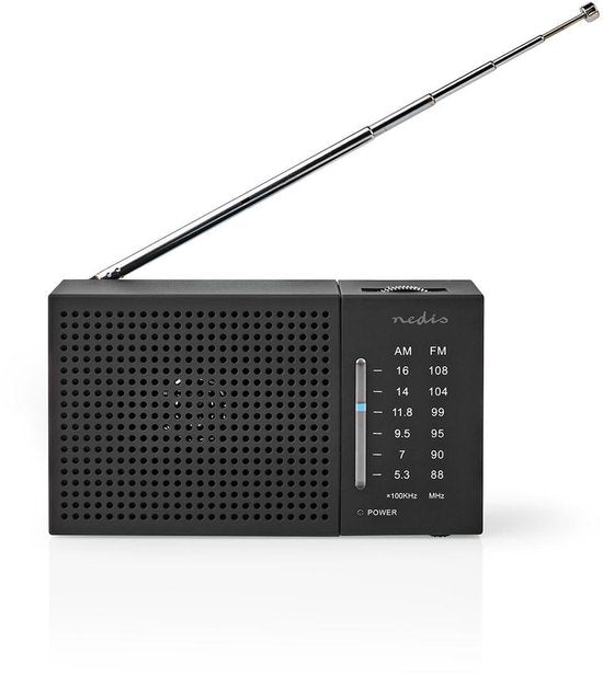 Nedis noodradio - draagbare zakradio op batterijen - AM/FM - Zwart