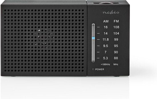Nedis noodradio - draagbare zakradio op batterijen - AM/FM - Zwart