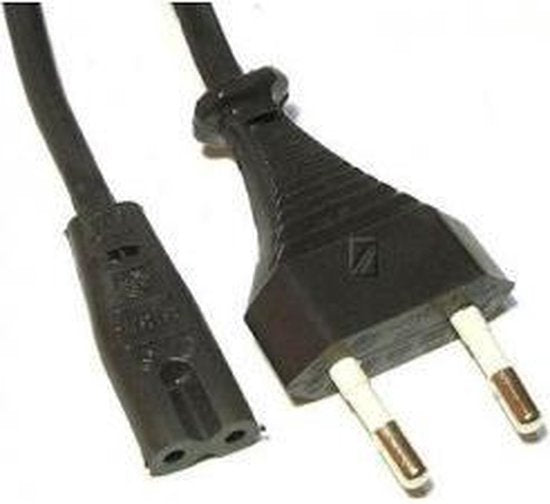 Nedis stroomkabel - Euro male naar IEC-320-C7 - recht - vernikkeld - plat PVC - 2 meter - Zwart