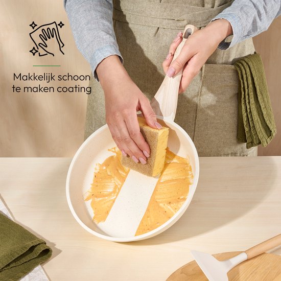 Just Perfecto pannenset - 12-delig inductie PFAS vrij - koudgrepen - Beige