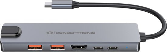 Conceptronic DONN29G laptop dock - USB 3,2 Gen 2 Type-C - Grijs