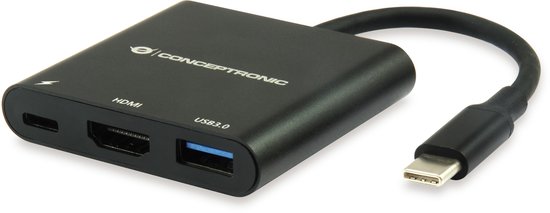 Conceptronic DONN01B laptop dock - USB 3,2 Gen 1 Type-C - Zwart