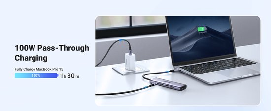 Ugreen CM511 USB-C hub - 5-in-1 HDMI 1.4 3x USB-A PD 100W - Grey