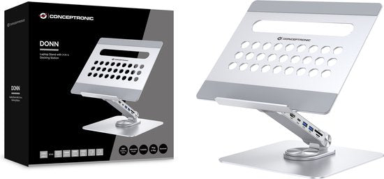 DONN27G laptopstandaard - 7-in-1 dockingstation 360° draaibaar opvouwbaar