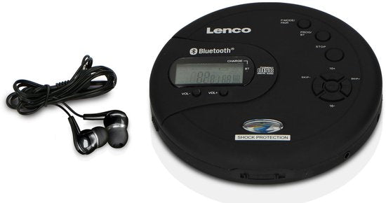Lenco CD-300BK discman - draagbare bluetooth CD-MP3 speler - anti-shock oplaadbaar - Zwart