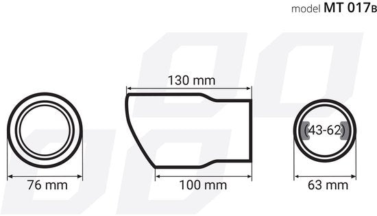 Exhaust tip - MT 017B - Stainless steel - Black