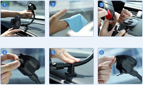 Joyroom phone holder - car dashboard windshield flexible arm - Black