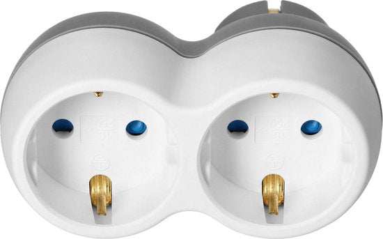 Orno doorvoerstekker - 2 stopcontacten max 3680 watt - Wit
