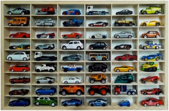 Kruzzel houten auto organizer - voor 54 autootjes - voor kinderen