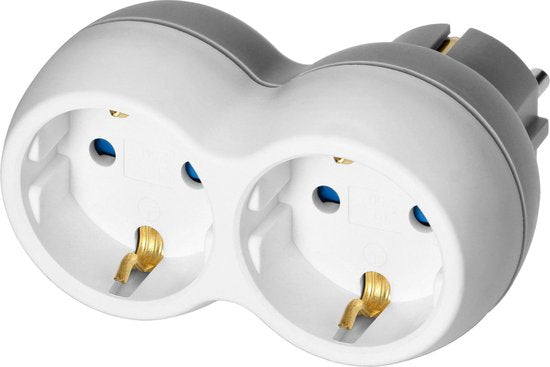 Orno doorvoerstekker - 2 stopcontacten max 3680 watt - Wit