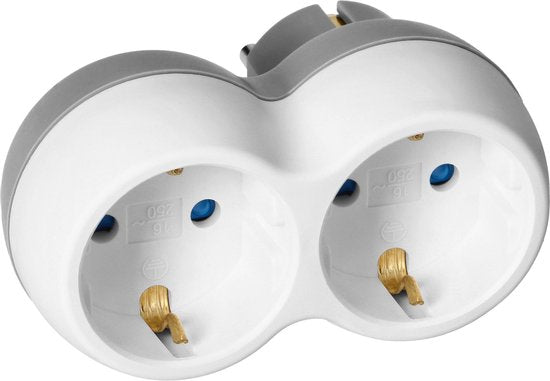 Orno doorvoerstekker - 2 stopcontacten max 3680 watt - Wit