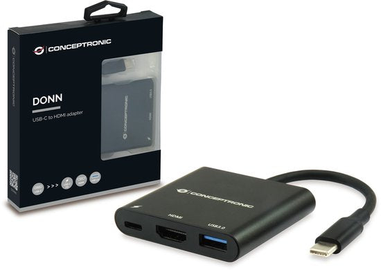Conceptronic DONN01B laptop dock - USB 3,2 Gen 1 Type-C - Zwart