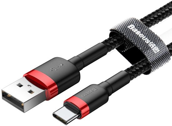 Baseus Gewoven USB-C Fast Charge Kabel 1 Meter Zwart Rood