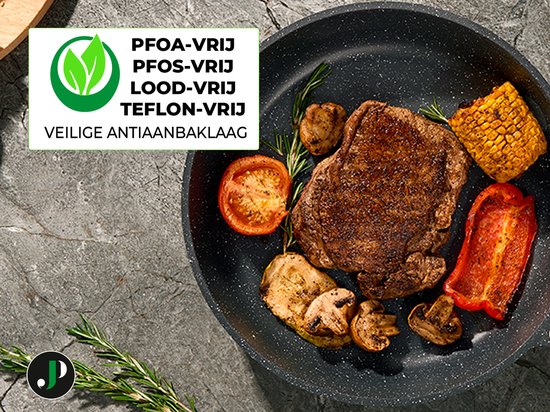 Just Perfecto pannenset 21-delig - inductie gas PFAS vrij koudgrepen - Zwart