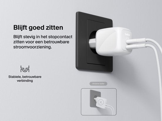 Belkin BoostCharge Pro Wall Charger - 67W 2× USB-C - includes 2m cable - White