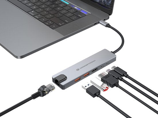 Conceptronic DONN29G laptop dock - USB 3,2 Gen 2 Type-C - Grijs