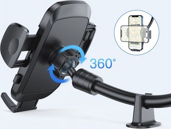 Joyroom phone holder - car dashboard windshield flexible arm - Black