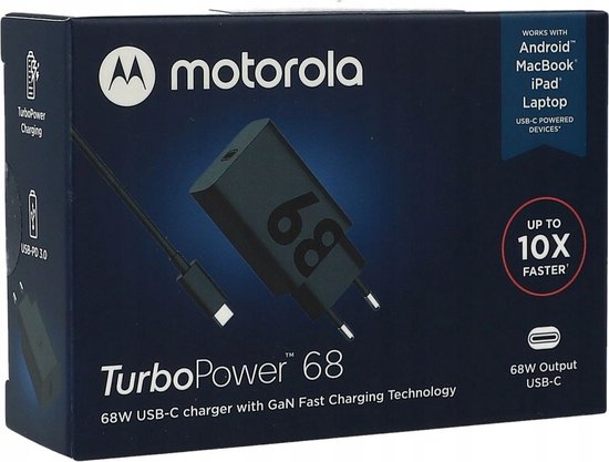 Motorola TurboPower thuislader - 68W met USB-C kabel - Zwart