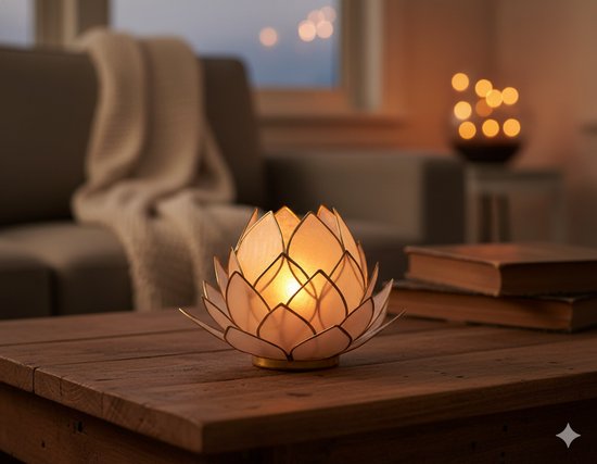 Lotus sfeerlicht - schelp 15×15 cm - Naturel - Goudkleurig