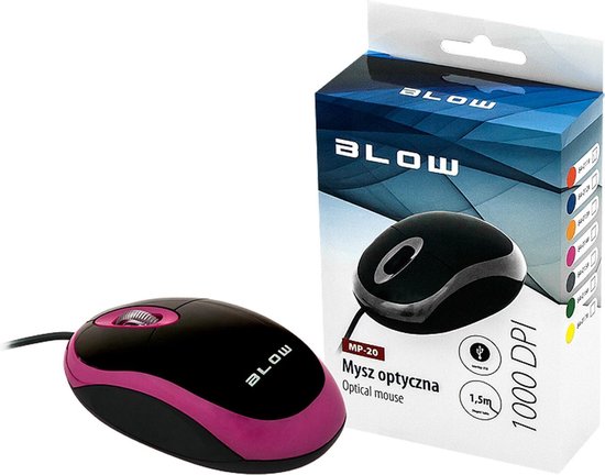 Blow MP-20 muis - optisch bedraad USB 100 DPI - Roze