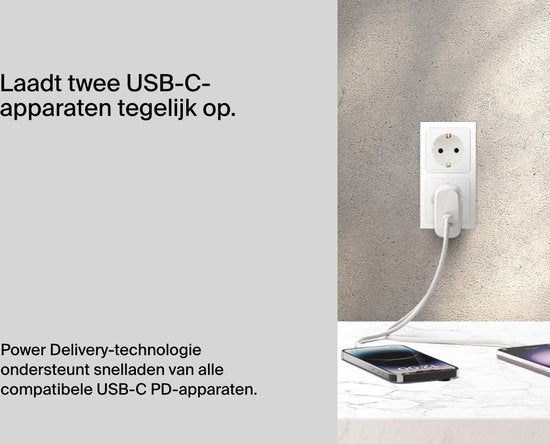 Belkin Wall Charger - 2-Port 60W - 2× USB-C