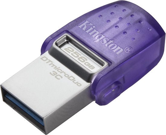 Kingston DataTraveler microDuo 3C USB-stick - 256 GB - USB-A 3.2 Gen 1 en USB-C - Violet