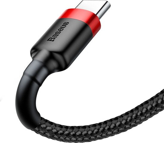 Baseus Gewoven USB-C Fast Charge Kabel 1 Meter Zwart Rood