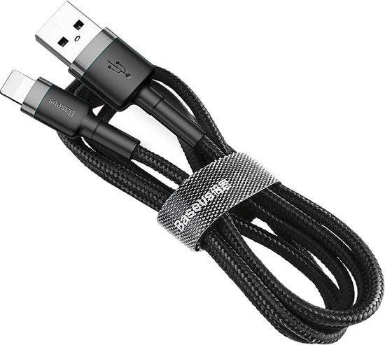 Baseus Geweven Nylon USB naar Lightning Kabel 1M - Grijs