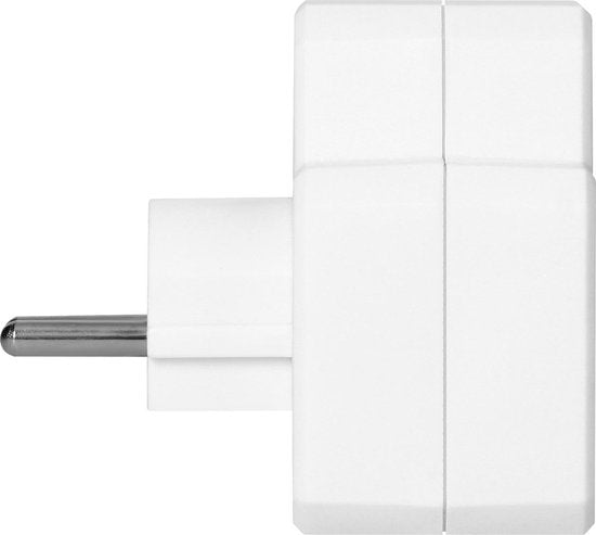 Doorvoerstekker - 2x schuko met verlichte schakelaar