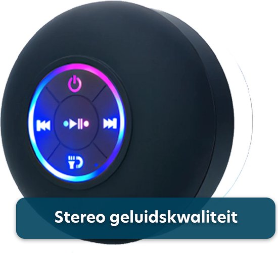 Bluetooth luidspreker - waterdicht douche LED zuignap - zwart