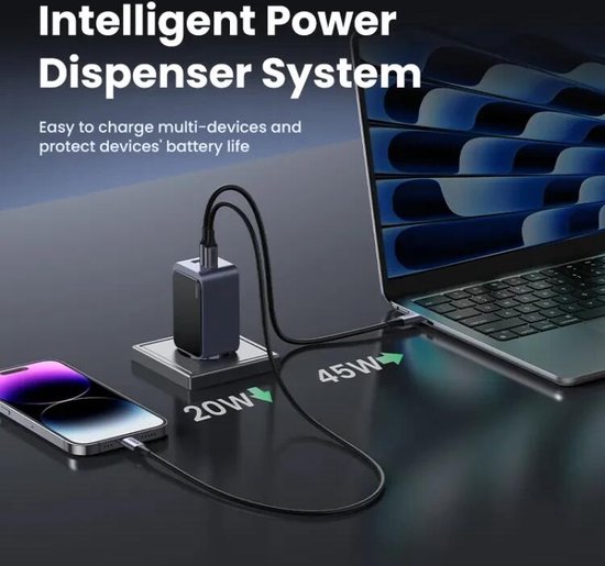 UGREEN Nexode Air Charger - USB/USB-C PD Fast Charger 65W GaN - Grey