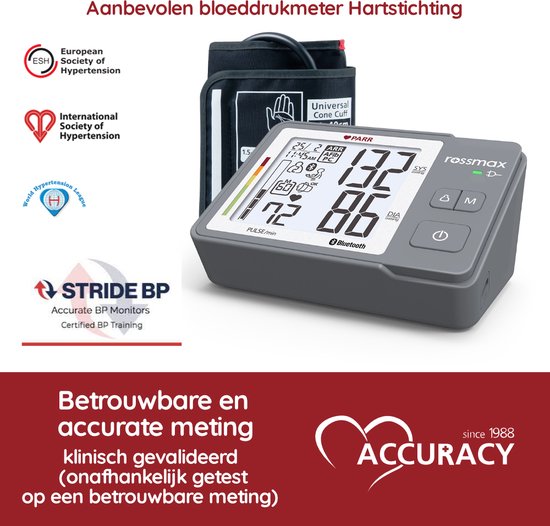 Rossmax Z5 bloeddrukmeter - bovenarm bluetooth - hartstichting gevalideerd - AFib detectie