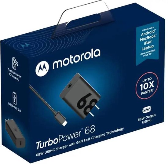 Motorola TurboPower thuislader - 68W met USB-C kabel - Zwart