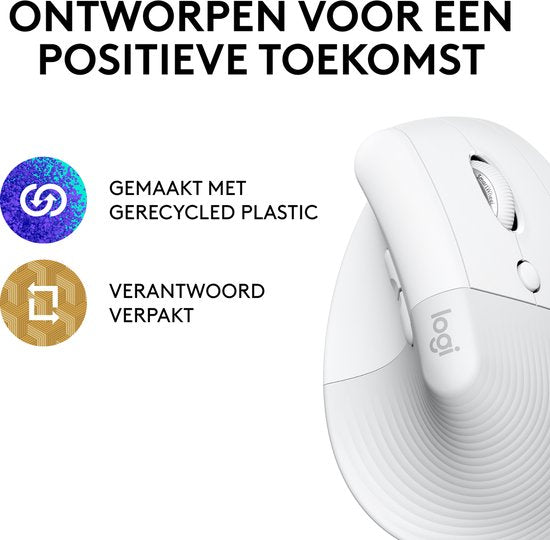 Logitech Lift Mouse - Vertical Ergonomic Right-Handed - White