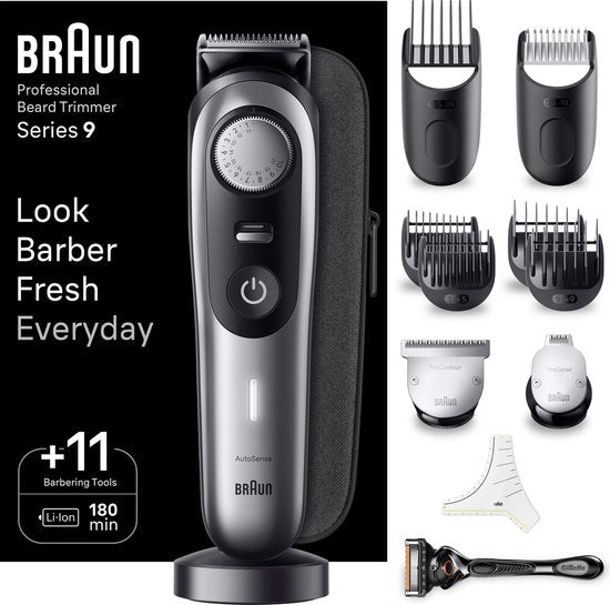 Braun Beard Trimmer - Series 9 BT9440 - ProBlade 3.2 cm trimming blade - 100 min run time - Black